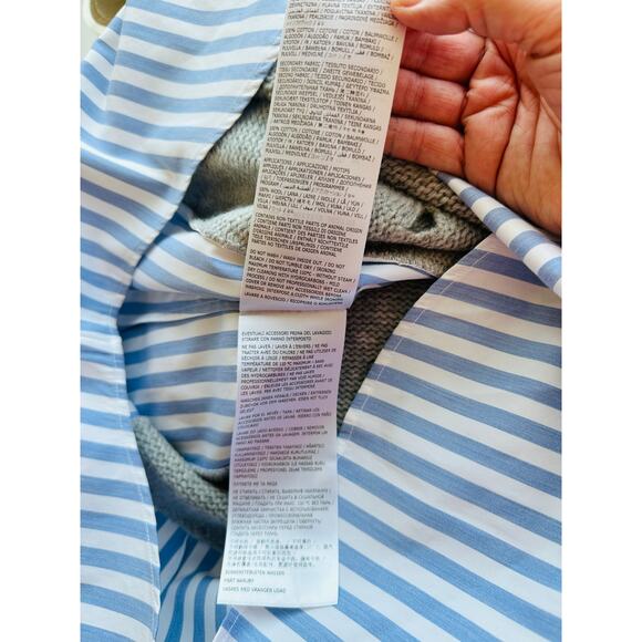 Maison Margiela Distressed Gray Vest Layered Blue & White Stripe Shirt - Picture 13 of 16